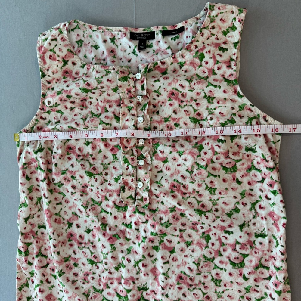 Talbots Pink & White Floral Ruffle Tank Top - Picture 5 of 8